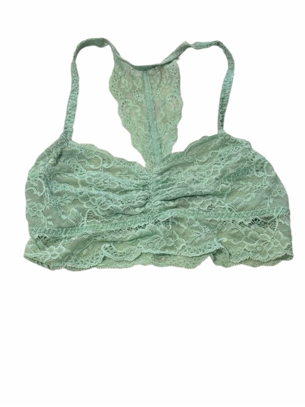 PINK VICTORIA’S SECRET Lace Racerback Bralette Mint Green Longline Size Small